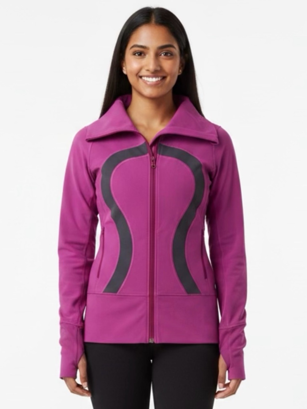 🚴🏼♀️ Lululemon In Stride Jacket~Women’s Sz 4~Fuchsia w/ Large Black Logo - Picture 4 of 12